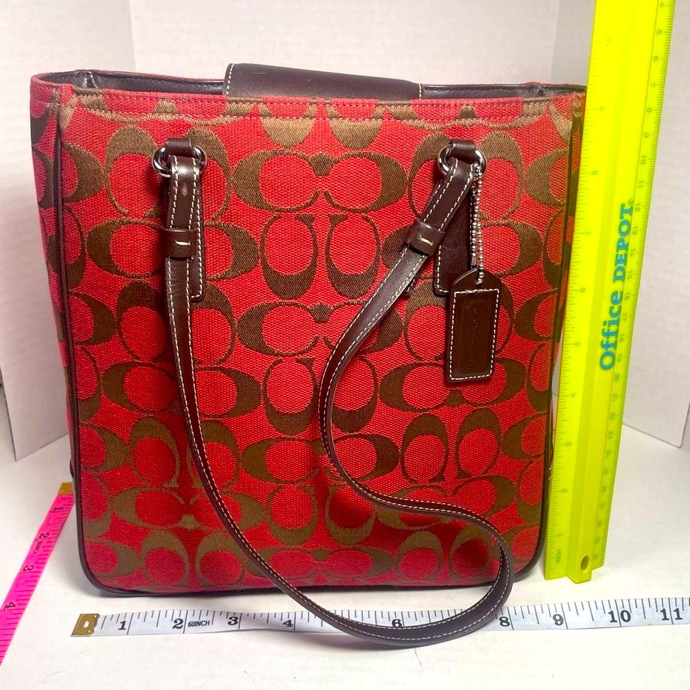 Coach Signature series tapestry and leather handbag PRICE..IS..VERY…FIRM! - Picture 7 of 16